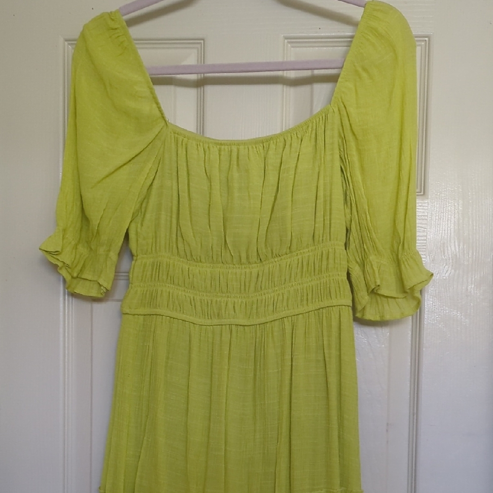 Women's Pleated Square Neck Midi Dress